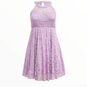 Torrid Mini Lace Purple Shimmer Skater Dress Size 20